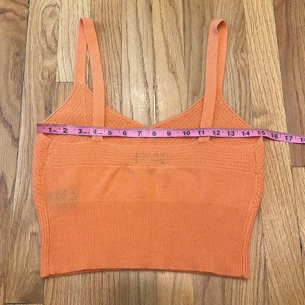 ✨ MAEVE Anthropologie ✨ Coral Orange Cashmere Cropped Sweater Tank Top XS $98 - Picture 7 of 9